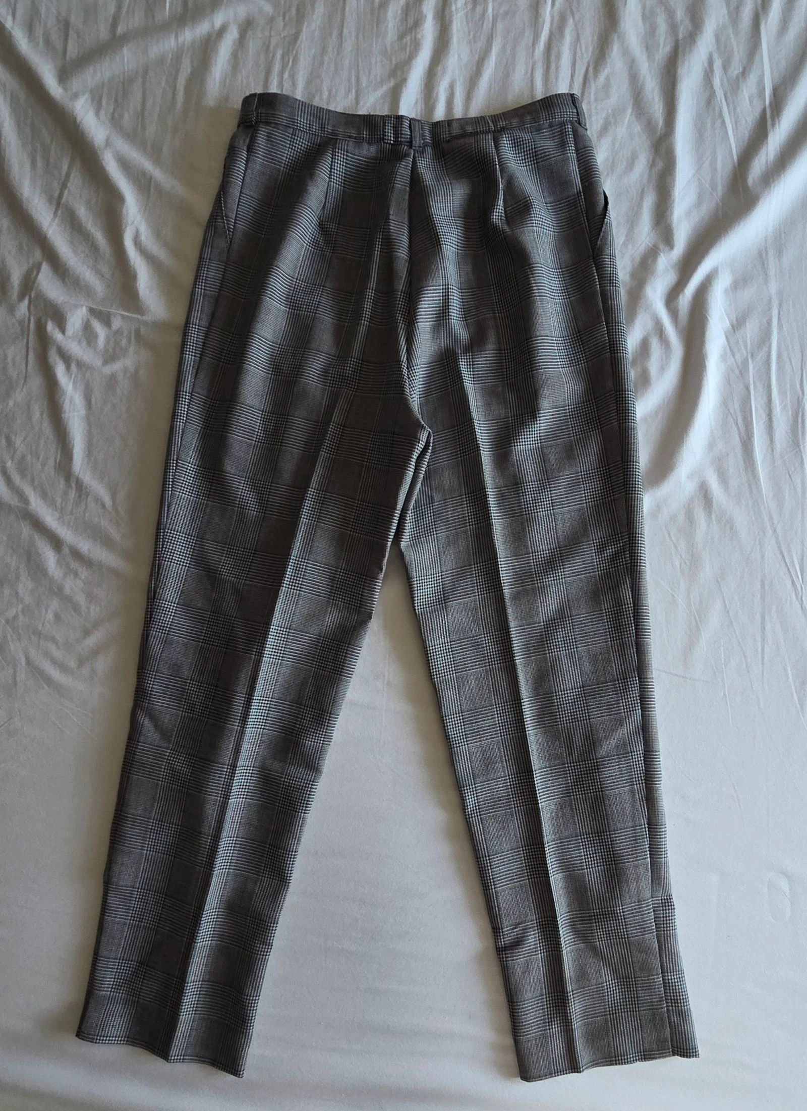Pantalón de pinzas príncipe de Gales gris talle alto 38 M pantalón tailleur vintage – photo 3
